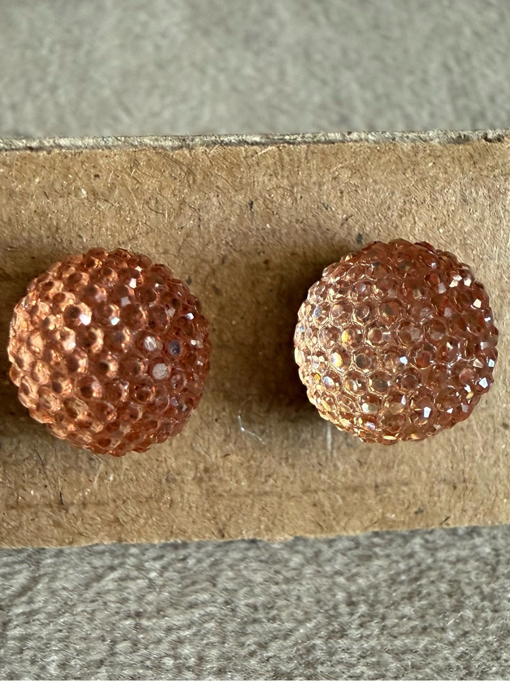 Round Amber Crystal Stud Earrings